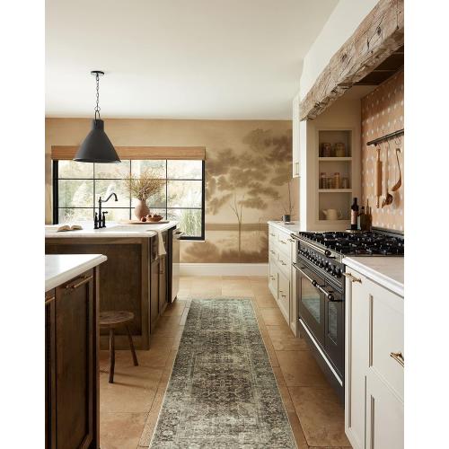 Loloi Magnolia Home by Joanna Gaines Sinclair Collection SIN-01 Pebble/Taupe 2'-3 x 7'-6, .25 Pile Height, Machine Washable, Runner Rug