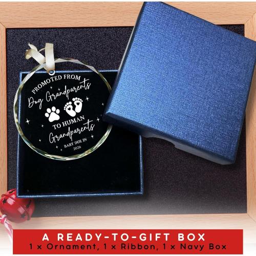 Grandparents Gifts - First Time Grandparents Gifts for Grandma, Grandpa - Baby Pregnancy Announcement Ornament for Grandma Grandpa - Promoted from Dog Grandparent to Human Grandparent Ornament