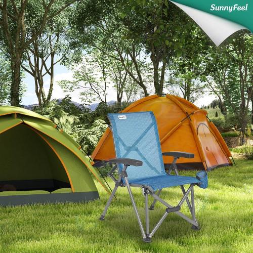 SUNNYFEEL Folding Camping Chair Heavy Duty Ergonomic Chairs Support 500lbs with Adjustable Breathable High Back Support and Cup Holder, Aluminum Frame for Fishing, Camp, Beach, Lawn, RV, Patio