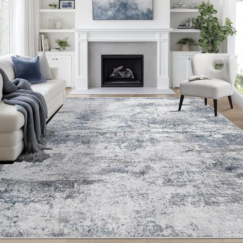 Area Rugs for Living Room Rug Washable: Abstract Large Rug for Dining Room Bedroom Carpet Non Slip  Indoor Modern Nursery Home Office Blue Grey‼️light dirt and good condition‼️