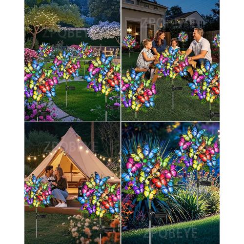 Solar Garden Lights Outdoor Waterproof Decorative | Solar Lights Outside 2 Pack with 86 LED 34 Butterfly Flowers Garden Decor Yard Patio Lawn, Gifts for Women Mother's Day Mom