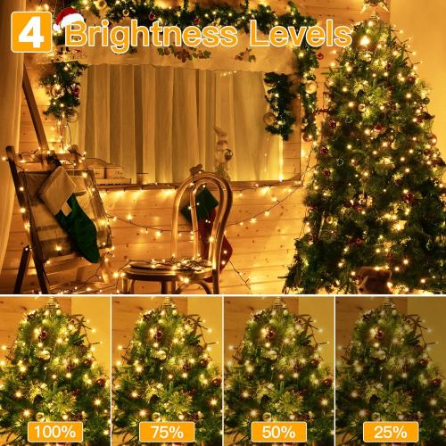 Ollny Christmas Lights 262FT 800LED, Plug-in Outside Tree Lights with Timer and 8 Modes, Remote Control Waterproof Dimmable Outdoor String Light for House Yard Patio Xmas Decorations(Warm White)