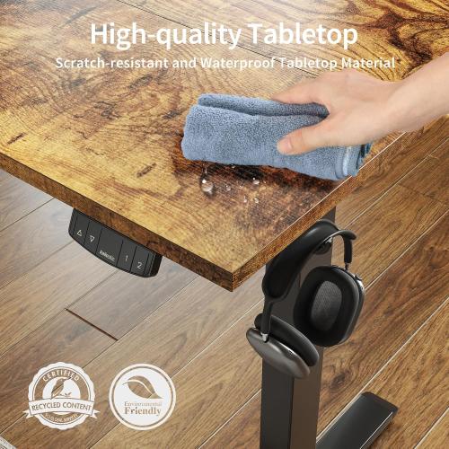 Agilestic Electric Standing Desk, 48 x 24 Inches Height Adjustable Desk, Sit Stand up for Work Office Home, Ergonomic Rising Computer Table with Memory Preset, Rustic Brown