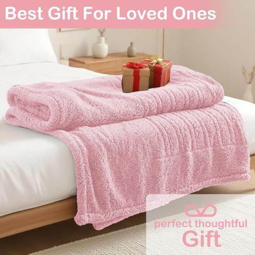 Electric Heated Blanket Full Size 72×84 with 9 Heating Levels & 1-10Hs Auto Off，Double Sided Plush Sherpa, Energy Efficient, Machine Washable, for Couch & Bed, Light Pink