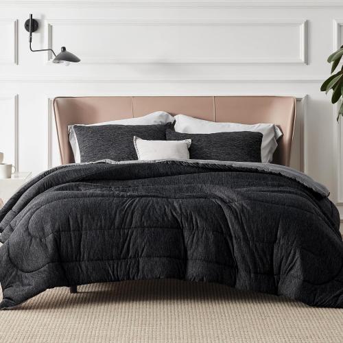 Bedsure Queen Comforter Set - Cooling and Warm Bed Set, Charcoal Black Reversible Bedding for All Season, 3 Pieces, 1 Queen Size Comforter (88x88) and 2 Pillow Cases(20x26)