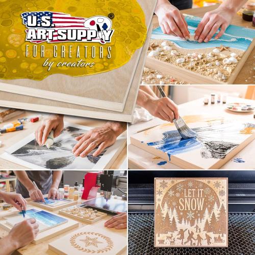 U.S. Art Supply 12 x 24 Unfinished Cradled Wood Panels for Painting, Studio 3/4 Deep (2 Pack) - Artist Depth Birch Wooden Wall Canvases - Mixed-Media Craft, Acrylic, Oil, Encaustic, Paint Pouring