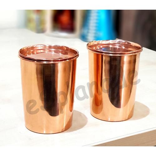 eSplanade Copper Glasses | Moscow Mule Shot | Seamless Copper Glass | Travel Friendly with Ayurvedic Health Benefits (Glasses Set of 2)