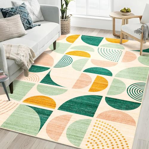 MUJOO Green Rug Boho Washable,5x7 Area Rugs for Living Room Bedroom,Large Throw Floor Carpet Non Slip Soft Modern Abstract Sage Green