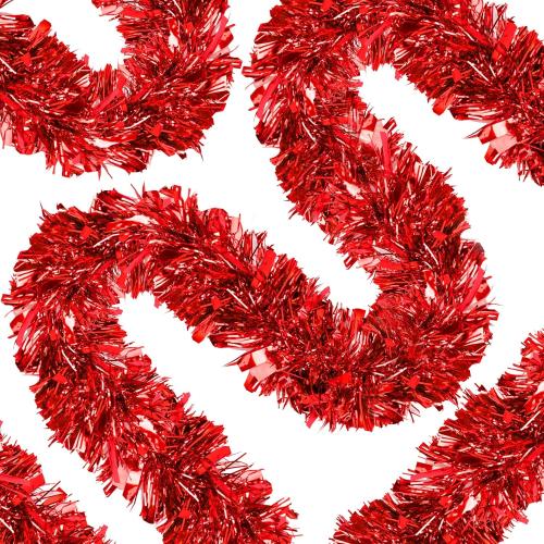 70 Ft Christmas Tinsel Garland Metallic Tinsel Twist Garland Glitter Christmas Tree Hanging Decorations for New Year Party Birthday Holiday Indoor Outdoor Supplies (Red)