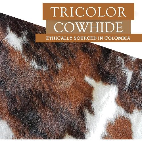 Sunshine Cowhides Genuine Cowhide Rug - Thick, Rustic Fur Carpet for Living Room, Bedroom, Office, or Decor - Cozy Accent for Kitchen, Bath, Fireplace & Wall - Tricolor Black & White, Large