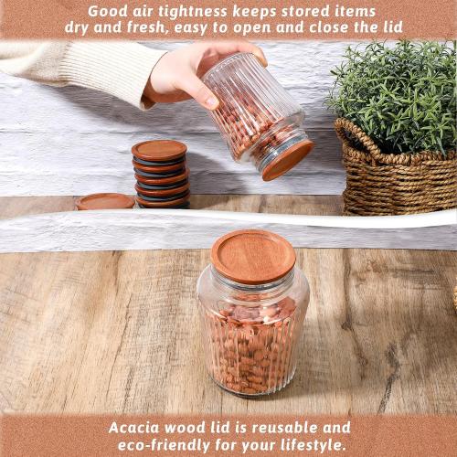 12PCS 2.75 Wooden Lids for Mason Jars Round Regular Mouth Canning Lids with Airtight Silicone Seal Reusable Lid for Canning and Preserving in Mason Jars, Coffee Color