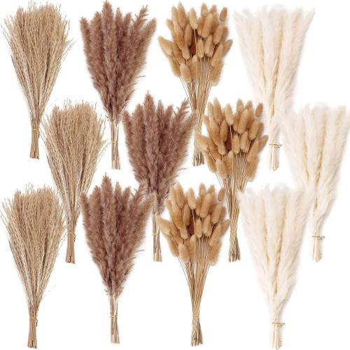 100 PCS Dried Flower Bouquet – Pampas Grass, Floral Decor for Home, Wedding, and Boho Style | Perfect for Vases, Fall, Spring, Summer, and Winter Arrangements