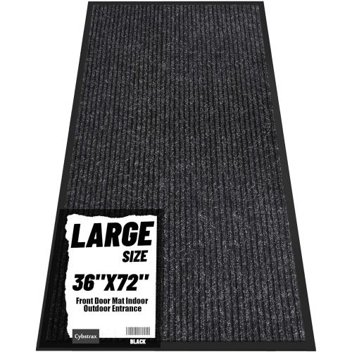 Front Door Mat Indoor Outdoor Entrance Size, 36 x 72 All-Season Heavy Duty Waterproof Doormat, Non-Slip Absorbent Entryway Mat, Easy to Clean, Low Profile Commercial Floor Mat for Indoor Outdoor