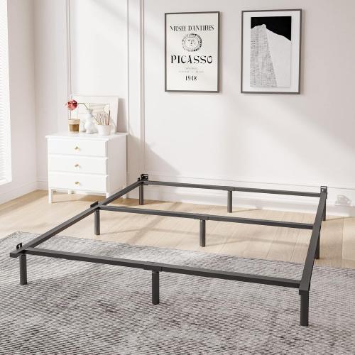 Full Bed Frame,9 Inch Heavy Duty Base for Box Spring, 9-Leg Support,Easy Assembly,Non-Slip,Noise-Free, Black