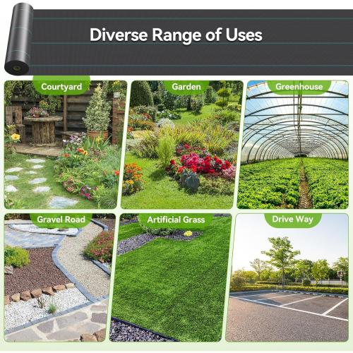 iropro 3ftx300ft Weed Barrier Fabric 3.2oz Landscape Fabric Heavy Duty, Woven Weed Control Cloth, Woven Weed Fabric for Underlayment, Gardening Ground, Commercial Driveway Weed Block Cover Mat