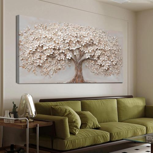 Canvas Wall Art Decor Prints Botanical Wall Art Pictures for Living Room Canvas Art Wall Decor Tree of Life Wall Art Decor Modern Large White Wall Art Prints Artwork for Walls Bedroom Office Decor 24 X 48