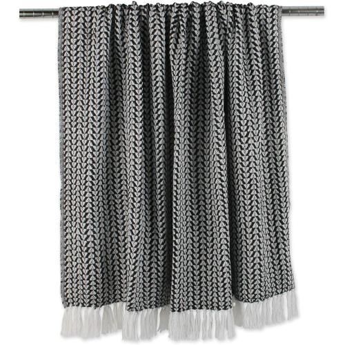 DII Arrowhead Woven Throw, with 3 Fringe, Black, 1 Piece