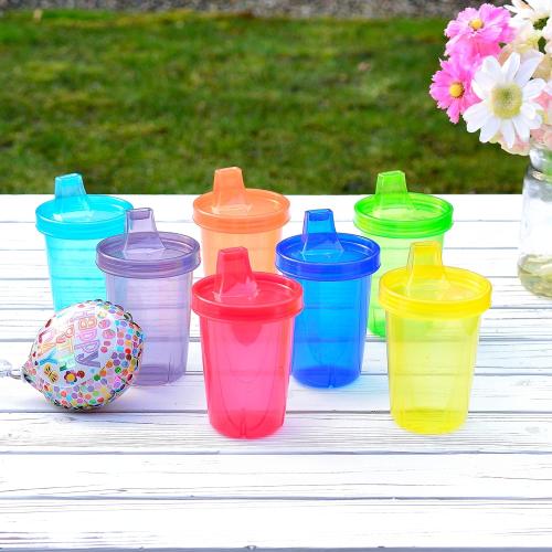 Youngever 7 Pack Kids Sippy Cups - 7 Assorted Color Sippy Cups for Infant, Toddler