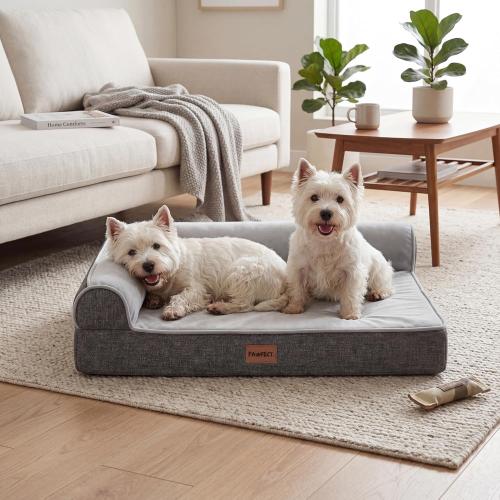 Pawfect Orthopedic Dog Bed for Small, Medium & Large Dogs, Memory Foam Pet Bed with 3 Waterproof Covers, Washable Removable Velvet Cover, Supportive Bolsters, Non-Slip Base (Small: 24.5x20.5x6.5)