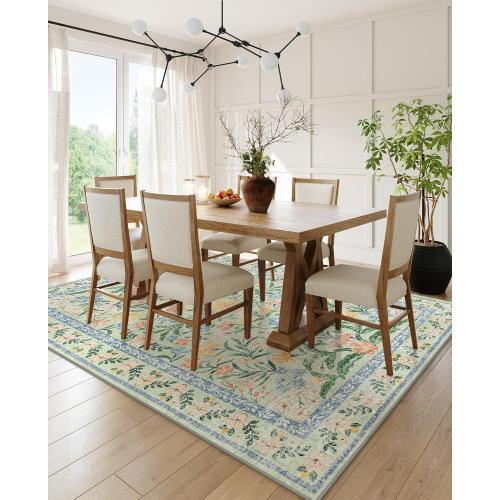 Wonnitar Boho Washable Rugs 8x10, Large Floral Rugs for Bedroom, 8 x 10 Soft Green Living Room Carpet, Non Slip Ultra-Thin Carpet for Kids Playroom Dorm Dining Room