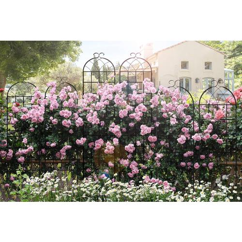 LZRS 2 Pack 83x20in Rustic Iron Arch Decoration Garden Trellis with Black Metal Coating – Perfect for Supporting Climbing Plants Outdoor, Roses, Vines, Flowers, and Vegetables.
