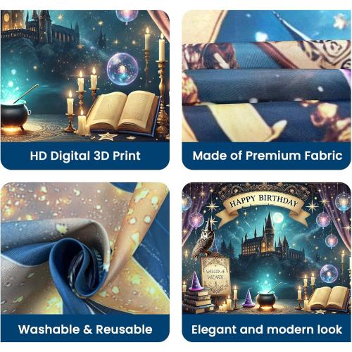 Wizard Happy Birthday Banner Wizard Happy Birthday Backdrop 6x4ft Wizard Party Decorations Magical Bdy Decorations Magical Party Decorations Wizard Backdrop for Room Decorations
