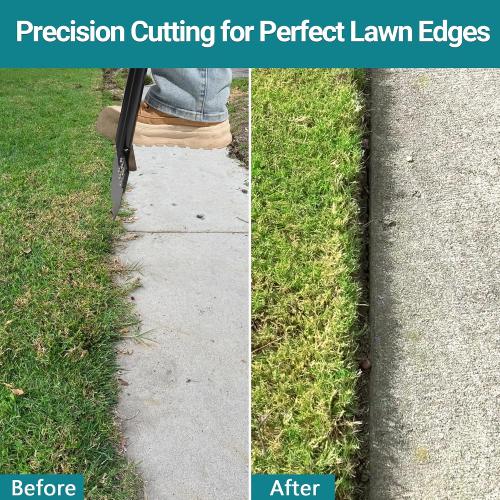 One-Piece Size 40in Manual Edger Lawn Tool with Spring Steel Blade Manganese Steel Border Edger for Landscaping Rustproof Half Moon Edger with Rubber Handle for Garden Maintenance