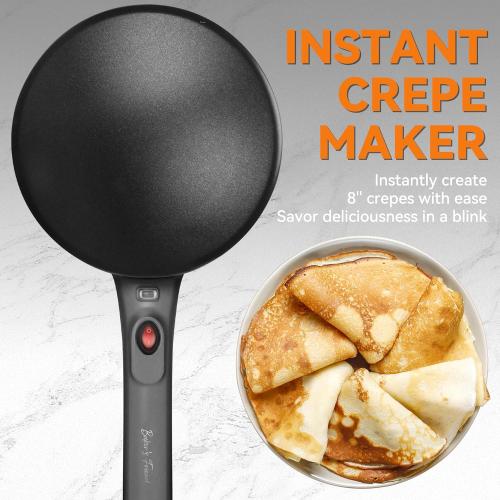 Baker's Friend Crepe Maker Machine with Auto Power Off, Portable Crepe Maker with Non Stick Dipping Plate, Automatic Temperature Control, Graphite