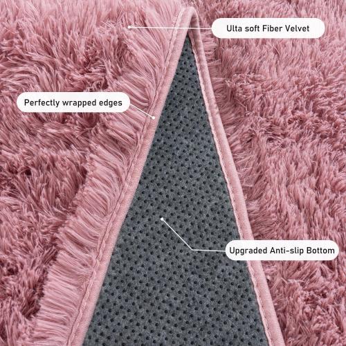 Rugs for Living Room 8x10, Soft Shaggy Modern Shag Area Rug for Bedroom, Upgrade Non-Slip Plush Fluffy Carpet for Kids Boys Girls Room Home Decor Aesthetic, Blush