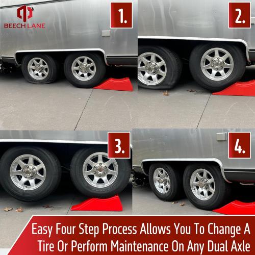 Beech Lane Tandem Trailer Ramp Provides 5.5 of Tire Lift, Makes Changing Dual Axle Trailer Tires A Breeze, 15,000LB Rating, Essential RV Safety Tool, Engineered for Extra Traction