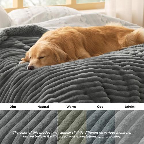 Bedsure ComfyFleece™ Waterproof Blanket for Bed, queen （70x180） Warm Grey