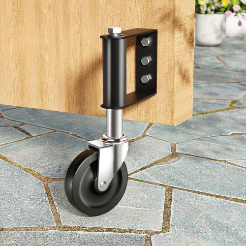 Ronlap Gate Caster Wheels Spring Loaded for Wooden Metal Tube Swing Fence Gates Heavy Duty Outdoor Farm Vinyl Gate Rollers, 220 Lbs, 4 Inches, 2 Pack