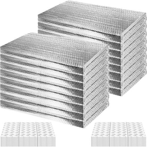 16P Garage Door Insulation Panels Kit 0.24T Double Bubble Reflective Aluminum Foil 6MM Sheet Thermal Pre-Cut Insulation Shield 120 Tapes Winter Clod and Summer Heat for Attic Garage Wall (24 x 48)