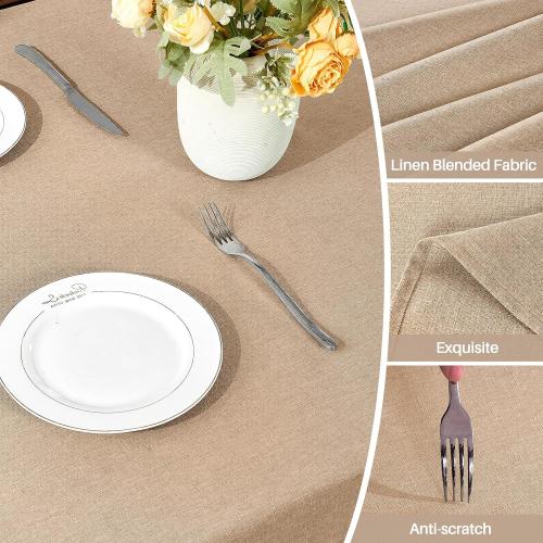 AUSSPVOCT 2 Pcs Textured Round Tablecloth 60 Inch for Dia 38’’ Tables - Waterproof Washable Wipeable Table Cloth Fabric Dining Table Cover for Birthday Party Farmhouse Outdoor Kitchen Tabletop Cover