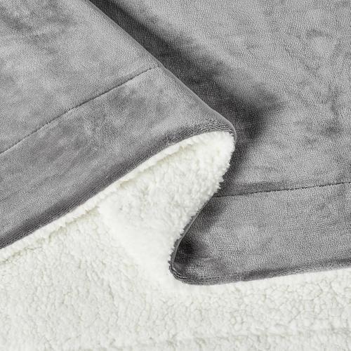 Amazon Basics Reversible Sherpa Throw Blanket, Dark Gray, 50x60