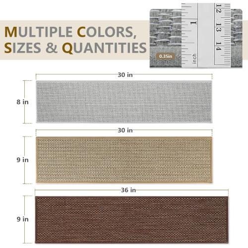 Stair Treads Non Slip for Wooden Steps Indoor 9 x 36 15 Pack Extra Wide Stairs Tread Carpet Runner, Step Pads with Reusable Adhesive for Dogs Kids Elders, Machine Washable, Brown