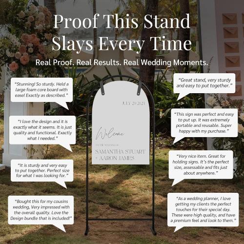 Size 50x35x15 Arch Wedding Welcome Sign Stand with Holder - Elegant Metal Easel Display for Seating Chart, Reception Signs, Welcome Board - 30  Customizable designs for Baby, Bridal Shower - Versatile Party Sign Holder