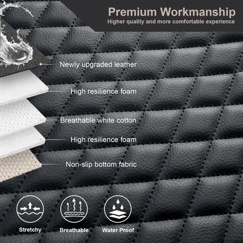 West Llama Pu Leather Car Seat Bottom Covers Protectors Include 1 Rear Bench Seat Cover Universal Fit 90% Vehicles,Black