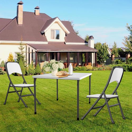 Kasunpul 34 Folding Table, Portable Square Folding Card Table with Collapsible Legs & Carrying Handle, Plastic Tables for Camping,Picnic, Office, Party, White