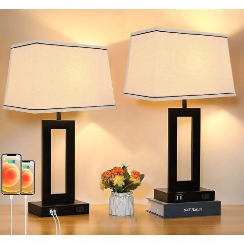 T Shape Lampshades Set of 2, Natural Linen Top L13.78'' x W7.5''xBottom L15.75''xW9.45''*High 10.24, Easy Assembly Replacement Beige Shade for Table Lamps Floor Lamps,Half and Spider Fitter Included