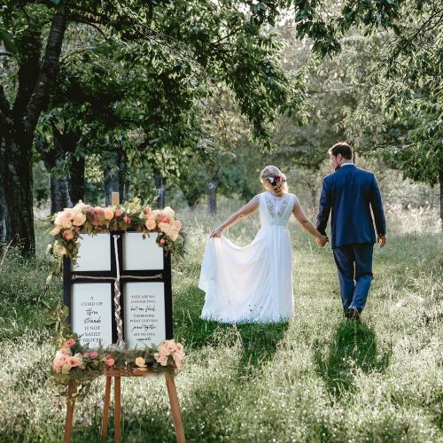 Size 17x23in LOSOUR A Cord of Three Strands Wedding Sign,17x23in Marriage Devotional for Couples, Wedding Ceremony Sign For Couple, Anniversary Ideas for Couple (Black, 17 * 23)