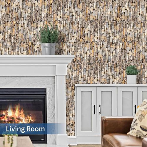 100-Pieces Thick PVC Subway Tile,4x 8 Peel and Stick Backsplash Wall Tiles,Retro Faux Stone Self-Adhesive Backsplash for Kitchen,Bathroom,Living Rooms,Fireplace,RV(11.11 Sq. Ft. Coverage)