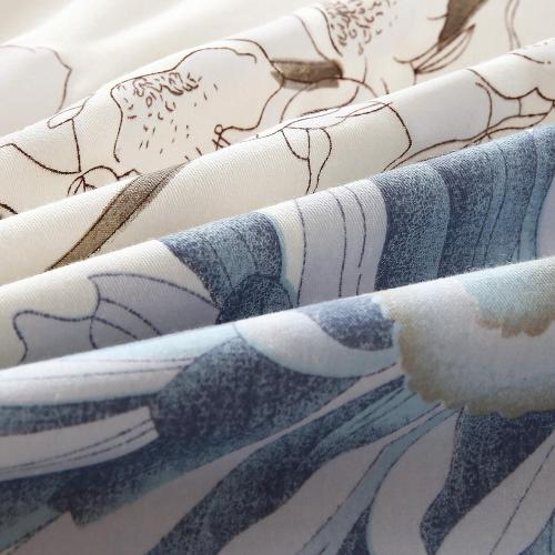 Swanson Beddings Daisy Silhouette Reversible Floral Print 3-Piece 100% Cotton Bedding Set: Duvet Cover and Two Pillow Shams (Queen) (Comforter is NOT Included)