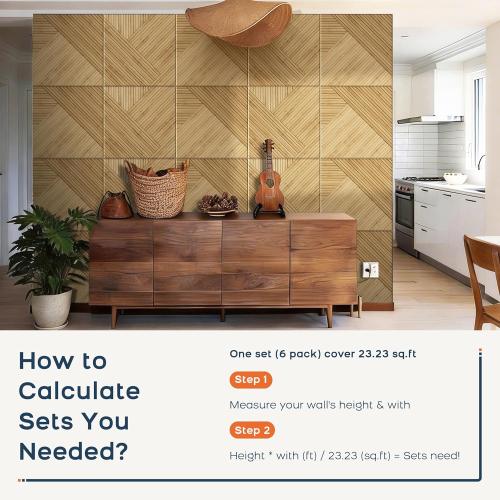 BUBOS 6-Pack Acoustic Panels, Wood Grain Sound Absorbing Panels, 23.6x23.6 | Peel and Stick, for Home Office, Studio & Wall Decor Sound Treatment, Wall Panels for Noise Reduction & Stylish Room