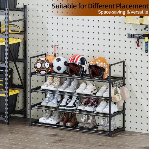 Shoe Rack - 4-Tier Shoe Organizer with Adjustable Shelf Height, Sturdy Shoe Storage Shelf, Perfect for Front Door Entrance, Closet & Entryway, Easy to Assemble, DIY Layering Options (M - 4 Tier)