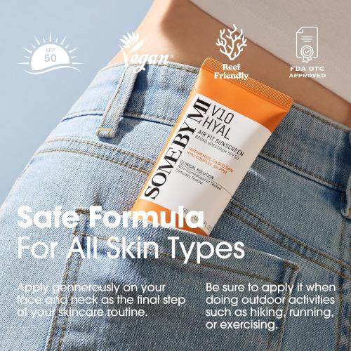 SOME BY MI V10 Hyal Air Fit Sunscreen SPF 50 – 1.69oz, 50ml – Korean Centella Sunscreen for Face with UV Protection – Non-Greasy, No White Cast, No Eye Irritation for Sensitive Skin – Korean Skin Care