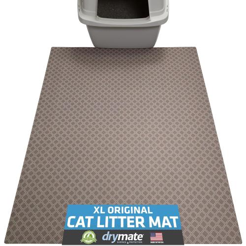 Drymate XL Original Cat Litter Mat, Contains Mess from Box, Protects Floors, Urine-Proof, Machine Washable, Soft on Kitty Paws, Absorbent, Waterproof (USA Made, Recycled Content) (29”x36”)(Taupe)