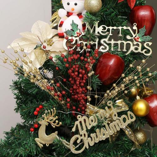 GREENTIME 10 Pack Red Artificial Glitter Berry Stem Ornaments 15.7 Inches Fake Christmas Picks Decorative Glitter Sticks for Vase Christmas Tree DIY Wreath Crafts Fireplace Decor