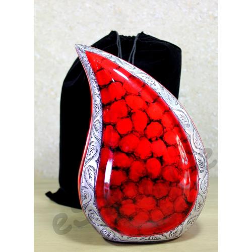 Color red eSplanade Teardrop Cremation Urn Memorial Container Jar Pot | Cremation urn | Metal urn | Burial urn (Fiery Red)