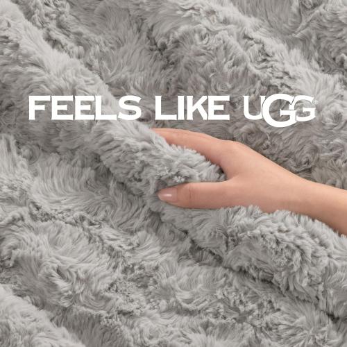 UGG Adalee Faux Fur Throw Blanket for Couch, Cozy Fuzzy Blanket for Chair or Bed, Easy Care Reversible Fluffy Throw, Luxury Home Decor, 50-inch x 70-inch, Seal Grey